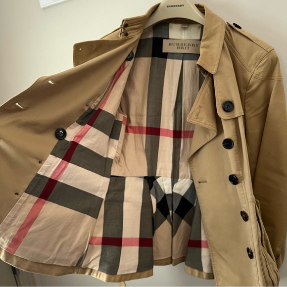 Burberry Brit Double Breasted Peplum Trench Tan - Picture 5 of 10
